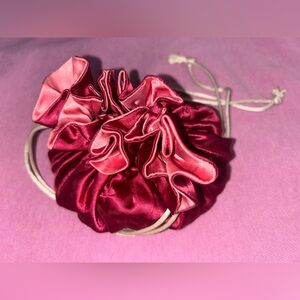Pink and Maroon Satin Drawstring Jewelry Pouch